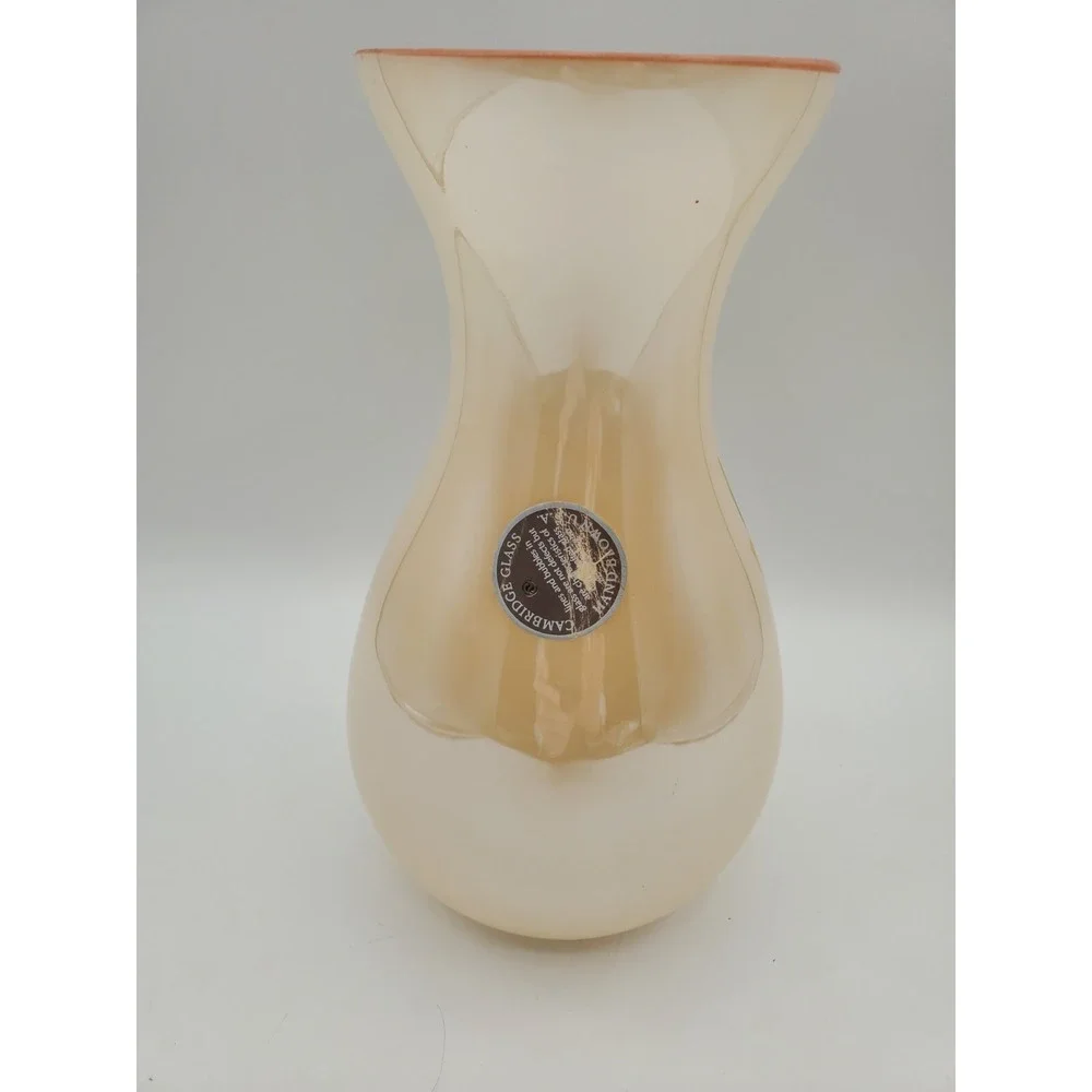 Vtg Cambridge Cased Glass Iris Vase 9